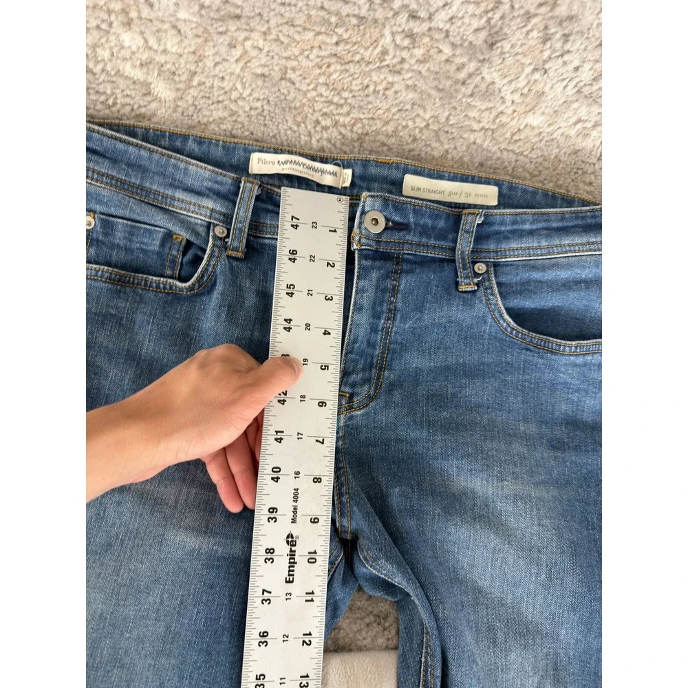 Pilcro and the Letterpress Size 31p Slim Straight Raw Hem Jeans Blue Women - Picture 4 of 10